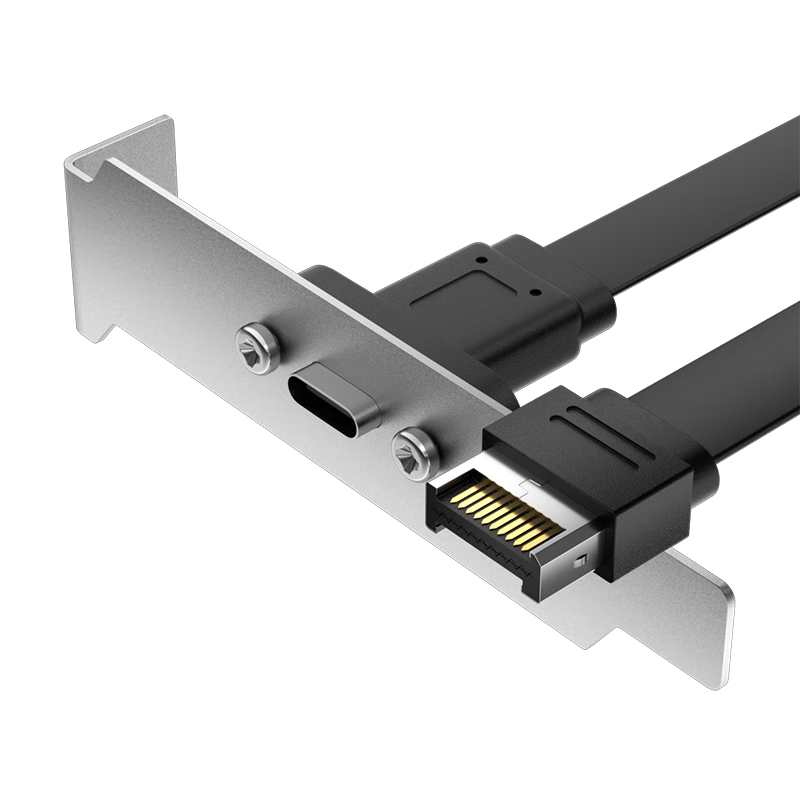 ZHENWEI Type-E to Type-C USB 3.2 Extension Cable with Half-Height Bracket 30cm Front/Rear Panel Motherboard Expansion