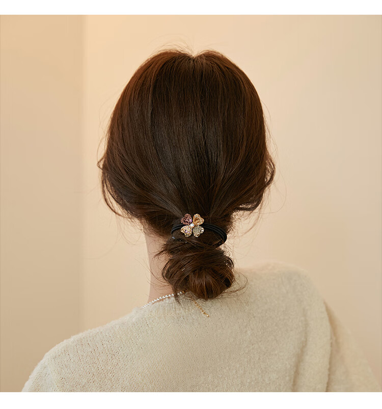 CHIMERA Four-Leaf Clover Hair Tie, Ponytail Holder, Elastic Band, Hair Ties, Hair Accessories, Women's Mid-Autumn Festival Gift 4