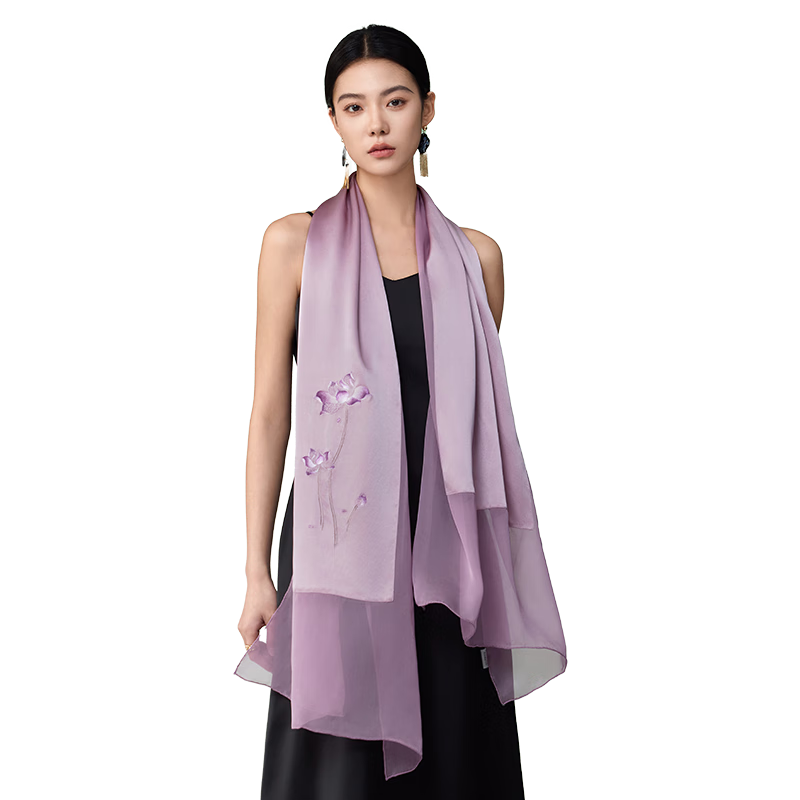 Embroiderer Silk Mulberry Silk Genuine Silk Su Embroidery Scarf Gift Box High-End Women's Shawl Scarf Birthday Gift for Elders and Mom