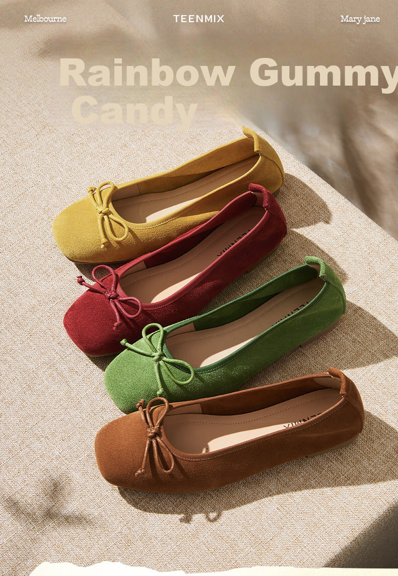 TEENMIX Rainbow Soft Candy Soft-Soled Low-Cut Flats, Ballet Mary Jane Shoes for Women, New Style Flat Shoes 2