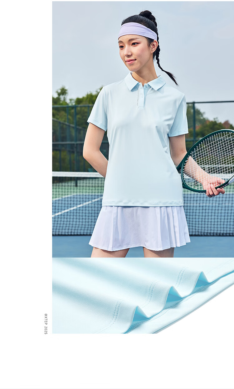 XTEP Women's Quick-Dry Short Sleeve Polo Shirt Summer Training Badminton Yoga Sports Top with Set-In Shoulder and Turn-Down Collar 12