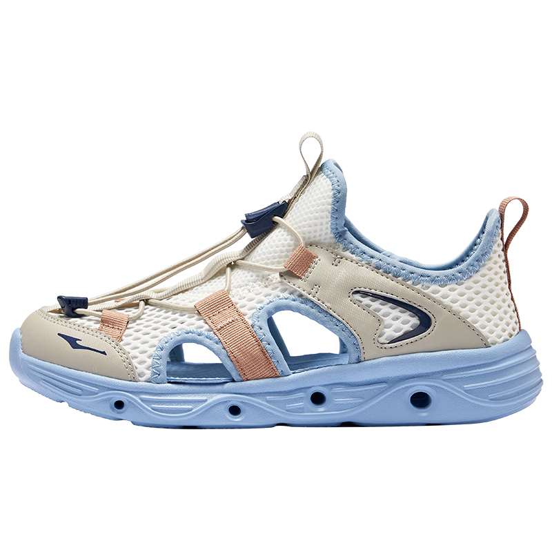 ERKE Children's Shoes, Boys' Casual Shoes for Big And Small Kids, Drawstring Beach Sandals, Micro-Crystal White/light Misty Gray, Size 39