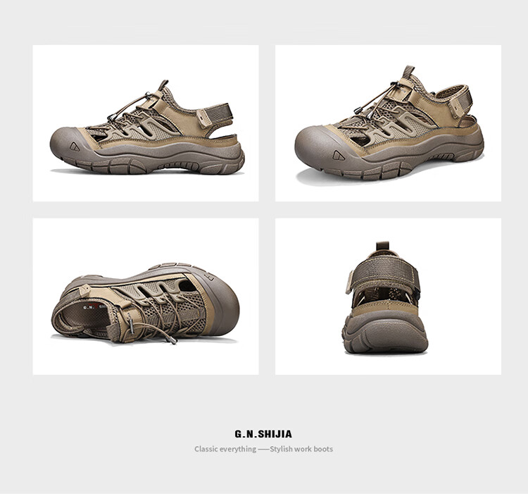 Bull Family Baotou Men's Summer Breathable Hollow Beach Sandals Outdoor Casual Sports Creek Shoes Men's Hole Shoes 61
