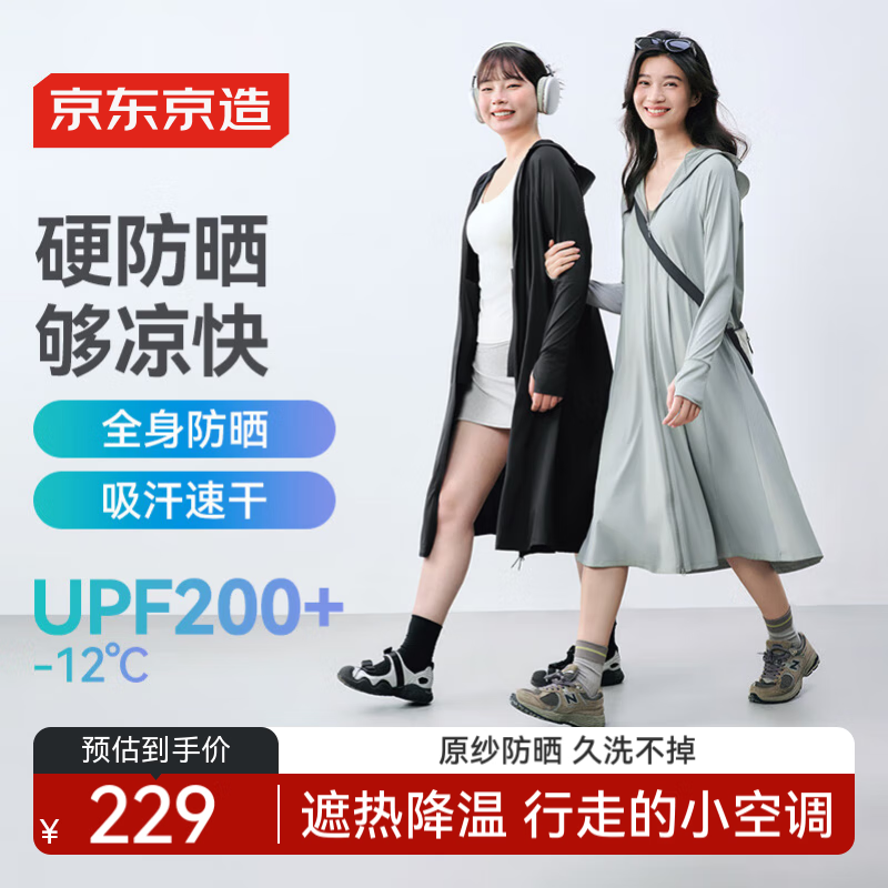 JD Jingzao Women's Long Breathable Ice Silk Cooling UV Protection Sun Jacket Gray L