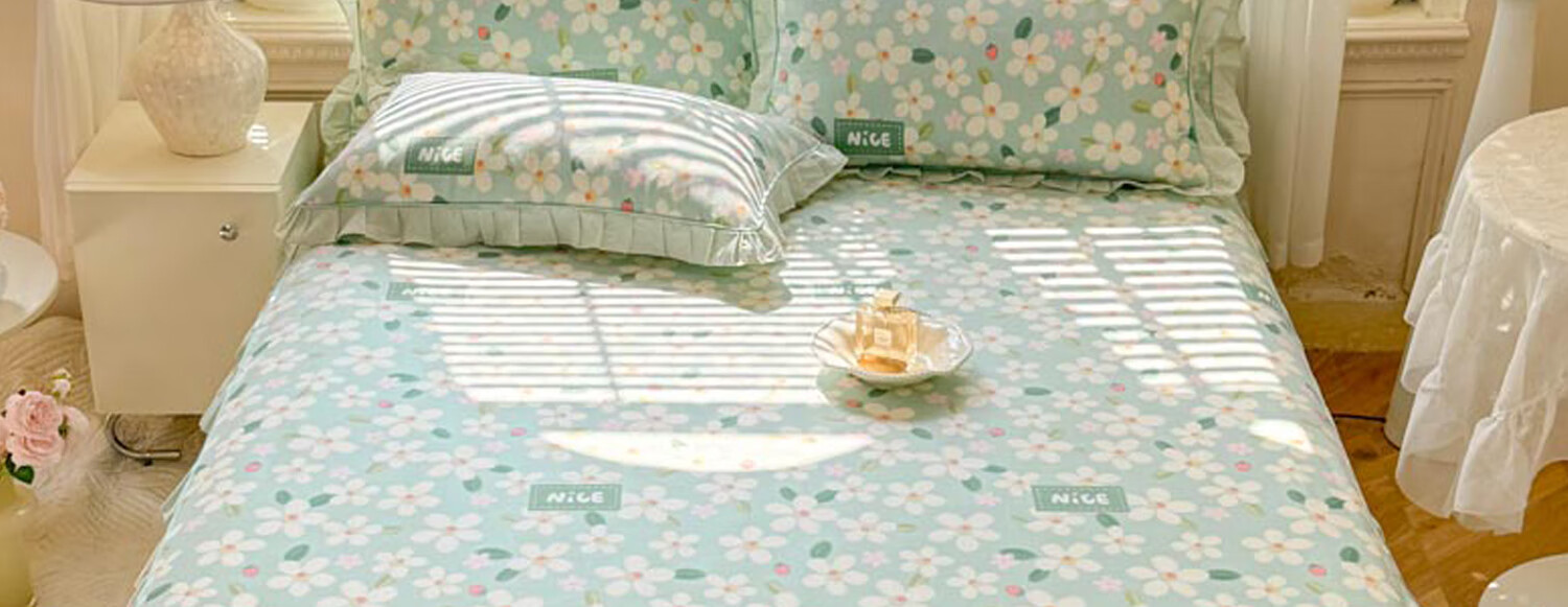 SOMERELLE 100% Cotton Printed Bed Skirt Thickened Lace Princess Style Bed Cover Single Piece 180*200cm 3