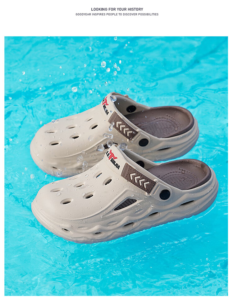 Bull Family Men's Summer New Casual Breathable Beach Shoes Thick Sole Dual-Use Clog Slippers with Soft Cushioning 16