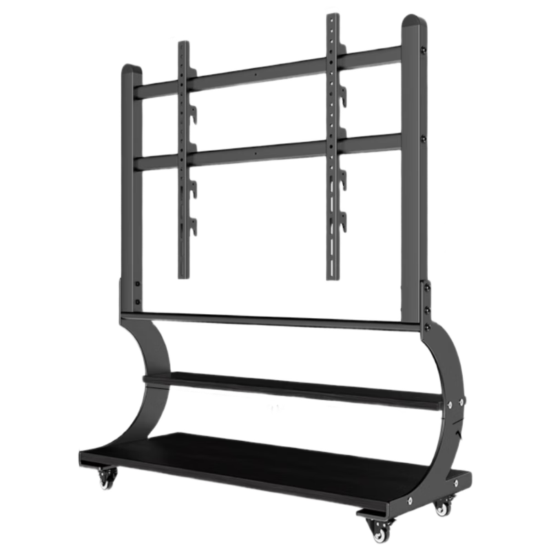 Beishi 50-120 Inch TV Mobile Cart Solid Wood TV Cart Living Room Rolling Art Stand Universal TV Cart Art Cart 75/85/98/100 Oak Black