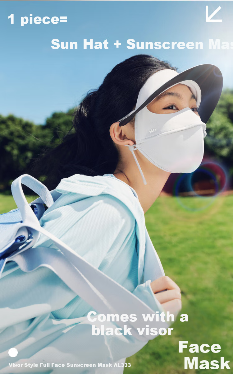 Beneunder Face Covering for Women with Brim, Full Face Sun Protection Mask, UV Protection Mask, Tea Mist Gree 3