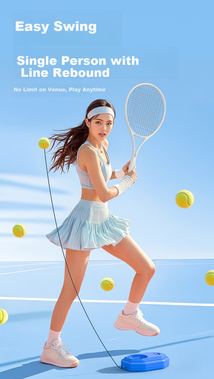 JD Original Xiaohexiaopai Tennis Racket Training Set, Single Beginner Entry-Level Tennis with Rope Rebound Trainer 3