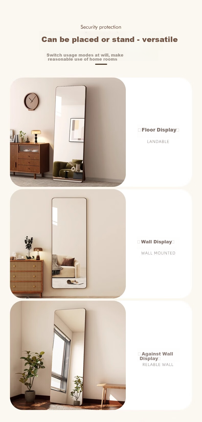 Qiyinge Solid Wood Full-Length Mirror, Floor-Standing Mirror for Home Use, Bedroom Dressing Mirror for Women, Fitting Room Mirror for Clothing Stores, Wall-Mounted Large Mirror 11