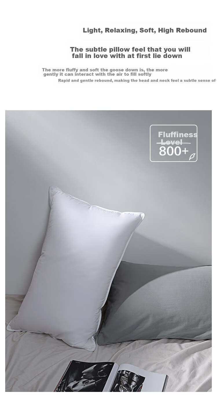 Sinuoman Antibacterial 95% White Goose down Pillow, Five-Star Hotel 100-Thread Count Pure Cotton Three-Layer Neck Support Pillow Core, 74*48cm 9