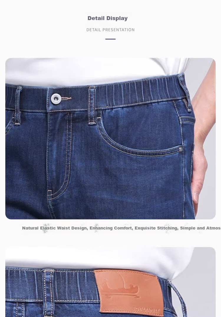 Xiahushijia [Feitian Niu Zai Summer] Coolmax Ice Elastic Cotton Jeans for Men, Straight-Leg Ankle-Length Pants - Light Blue, Size 30 12