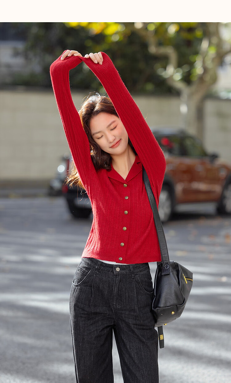 Dme [OL Online Flirtation] Winter Retro Hong Kong Style Metal Button Knit Sweater, Slim Fit Sexy Knitted Cardigan Women's Top 8