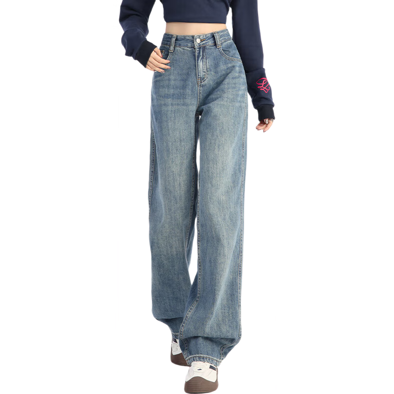 Pierre Cardin Women's Summer Jeans Simple Soft Breathable Casual Slim Fit Straight Wide Leg Light Blue S