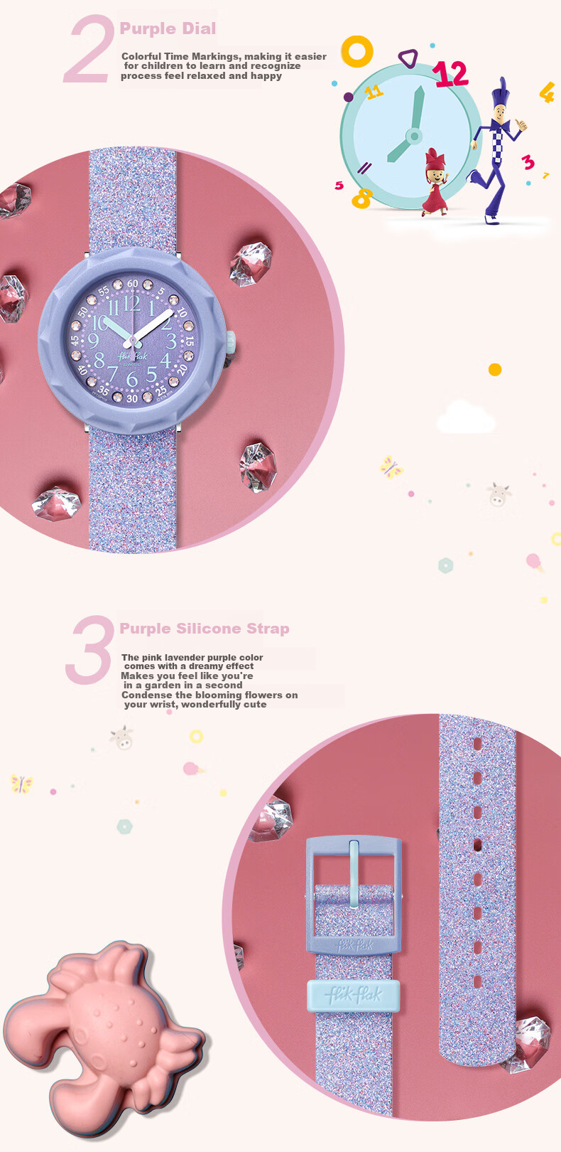 Swatch Flik Flak Children's Swiss Quartz Watch, Elementary School Student Birthday Gift, Purple Starry Sky 3