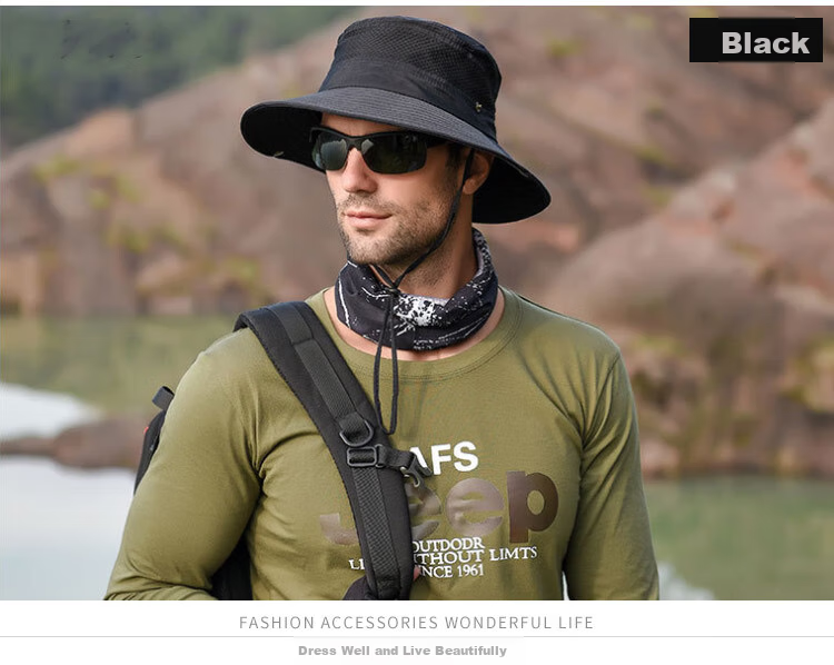 GLO-STORY Sun Hat for Men, Outdoor Fishing Hiking Cap, Men's Sun Protection Hat, Fisherman Hat for Me 12