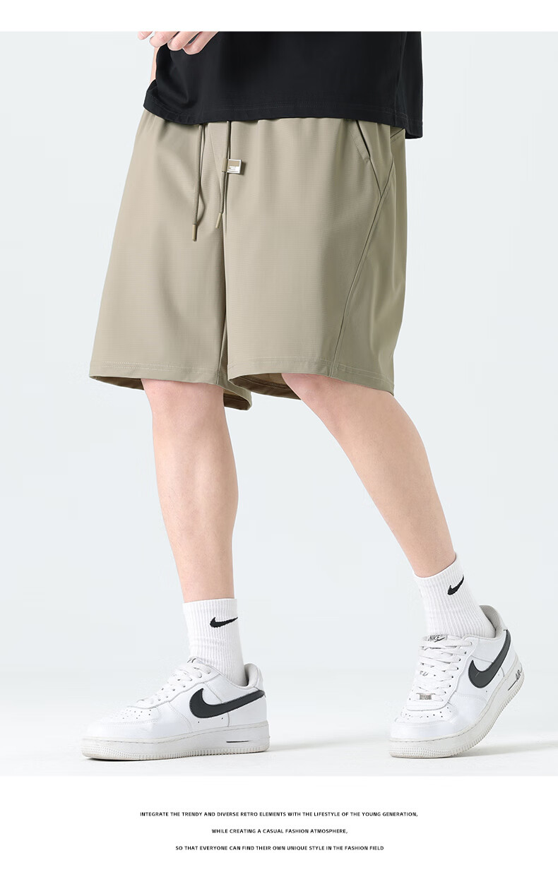 JEEP SPIRIT Men's Summer Running Quick-Dry Sports Shorts, Ice Silk Loose Fit Casual Big Size Five-Point Pants 16