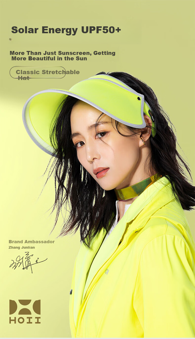 HOII Zhang Junbing Classic Sun Protection Hat, Retractable Sun Hat, Wide Brim, Skin-Friendly, Summer UV Protection, Red Style 1