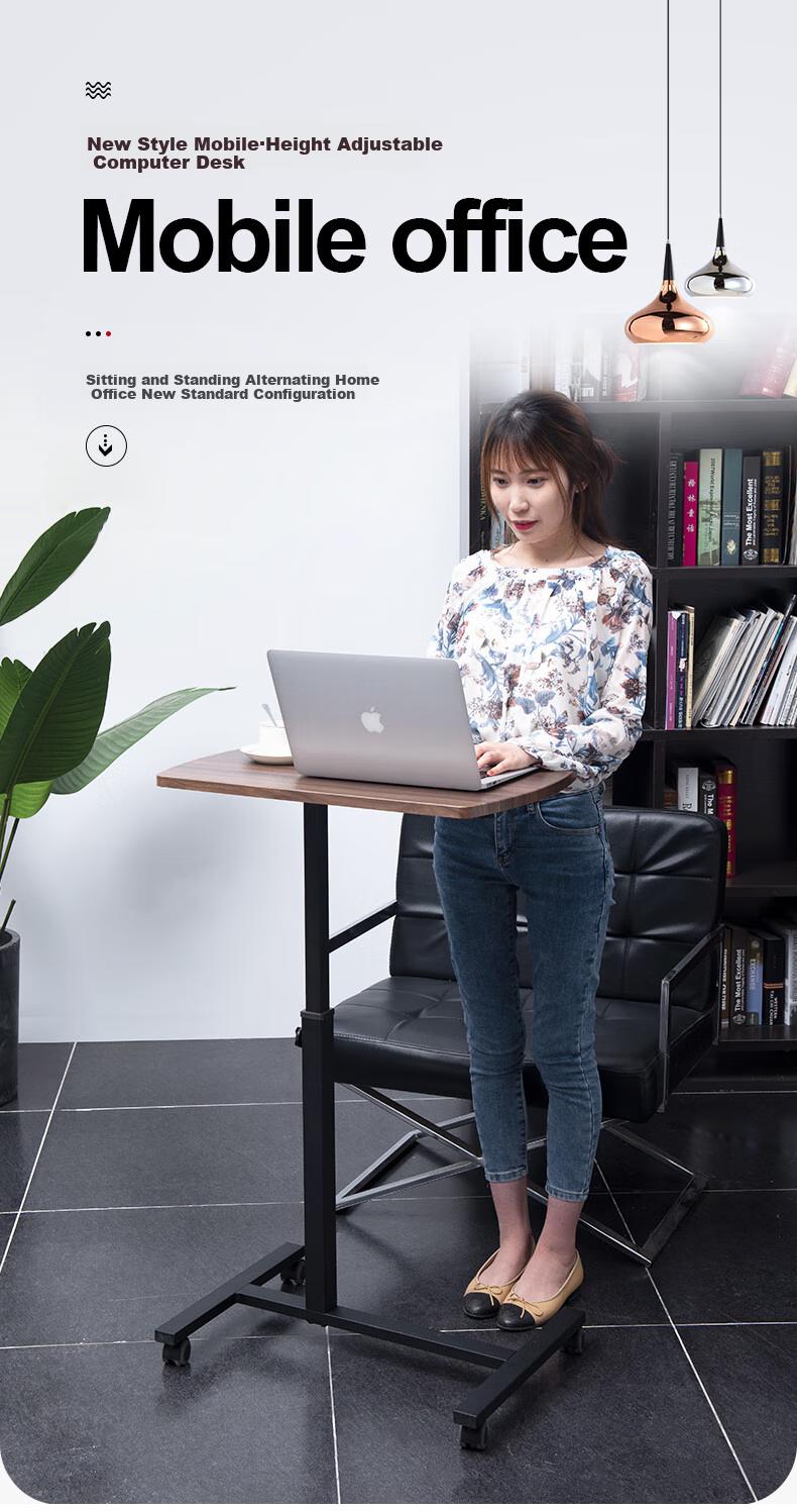ECOLUS ERGODESK Mobile Height Adjustable Desk, Standing Desk, Computer Desk, Study And Lecture Pneumatic Height Adjustable LTT806WL 1