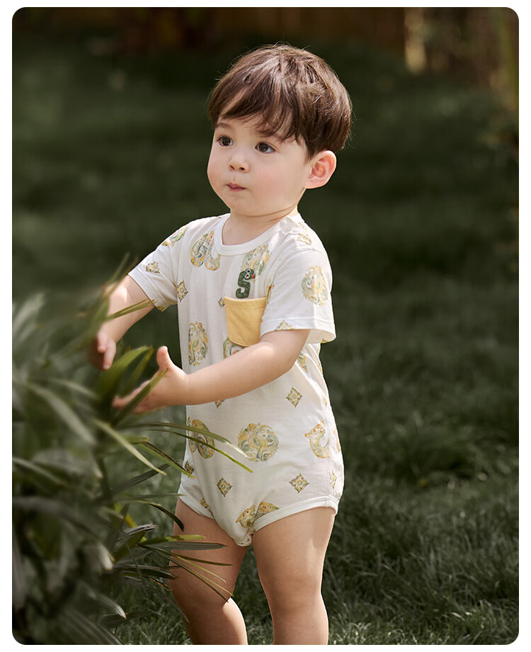 Wismorni Baby Romper, Summer Short-Sleeve Infant Clothing, Breathable Triangle Bodysuit, Full Moon Outfit 11