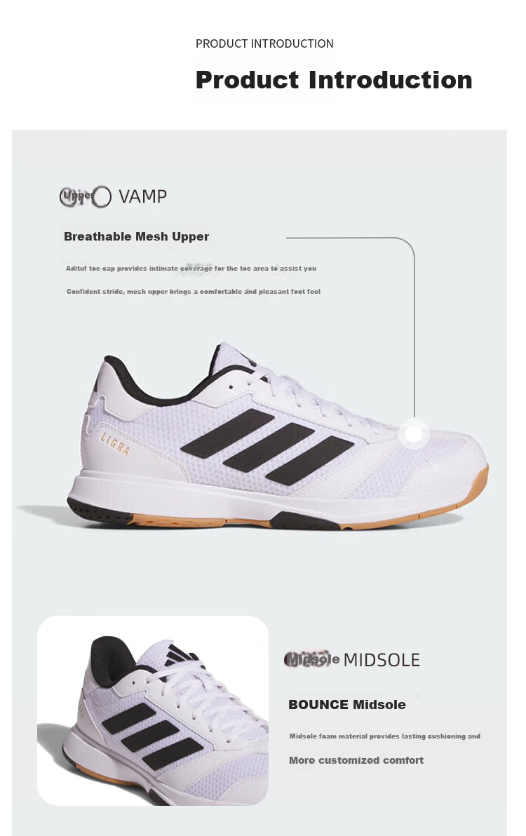 Adidas Badminton Shoes for Men, Professional Indoor Sports Tennis And Volleyball Training Shoes, Black, Size 43 2
