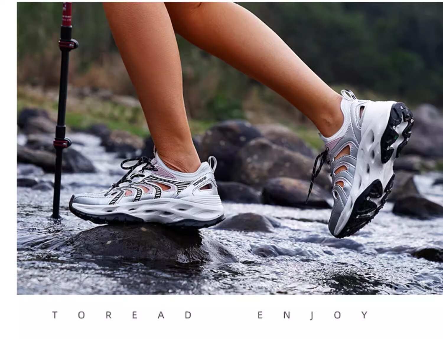 TOREAD Outdoor Non-Slip Breathable Hiking Shoes for Stream Trekking And Water Wading, Beige And Black - Men's Size 40 20