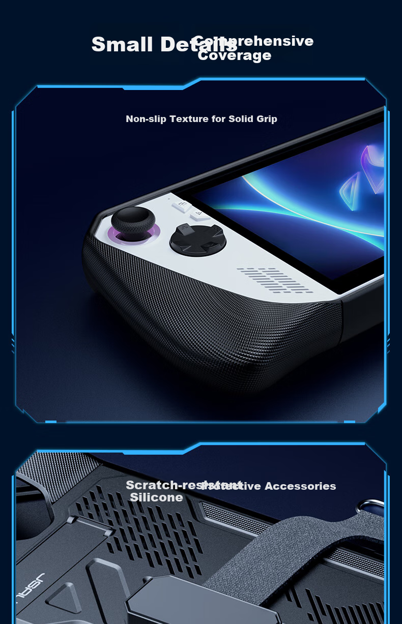 JSAUX ROG Handheld Console Case, ROG Protective Cover with Built-In Stand Module, Ally Gaming Console Accessory, Detachable Front Cover, Anti-Slip, Shockproof Grip Strap 7