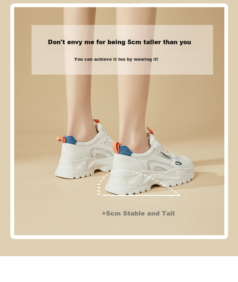 DAPHNE Mesh Casual Shoes for Women, Thick-Soled Breathable Height-Increasing Slimming Foot-Smallening Dad Shoes 4623101141 White Blue 36 1