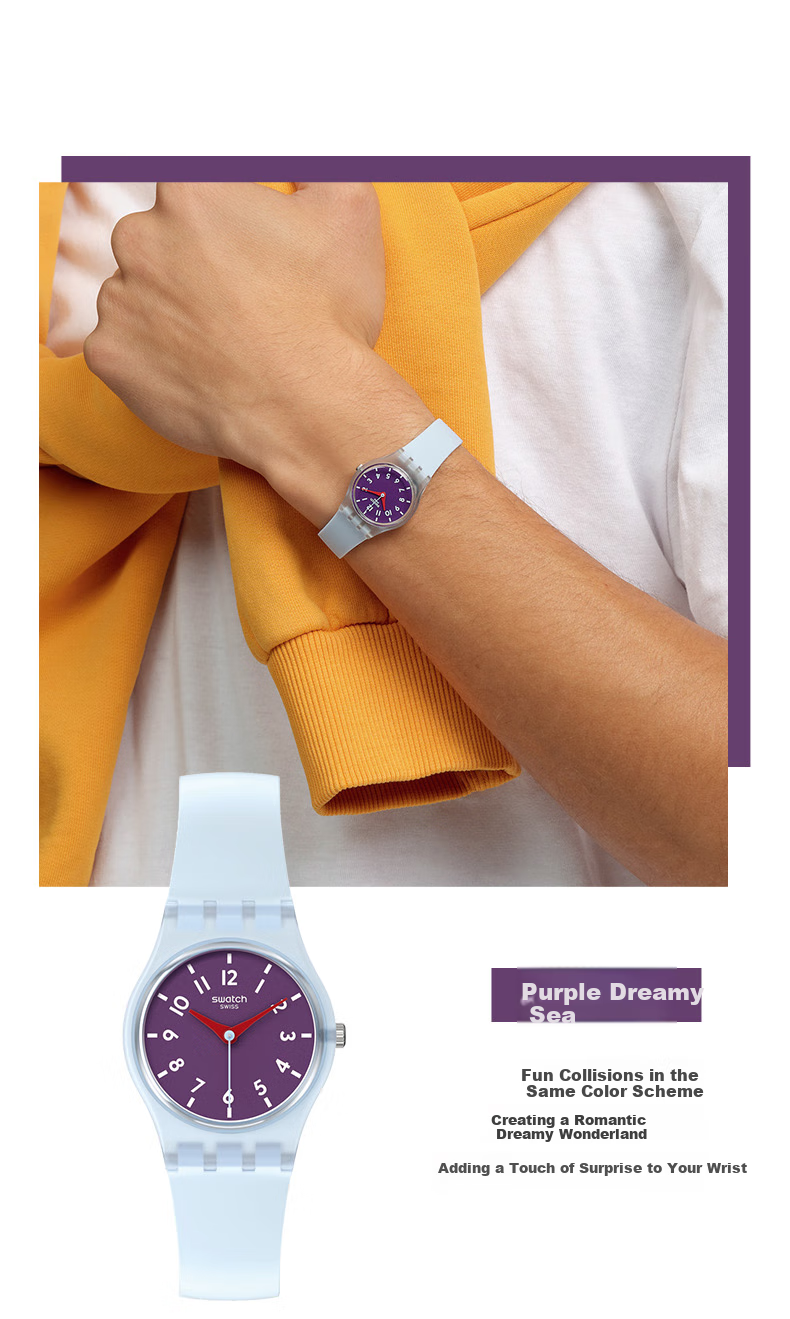 Swatch Swiss Watch, Compact Quartz Watch for Middle And High School Students' Exams, Gift for Girlfriend, Holiday Present, Sky Daw 1