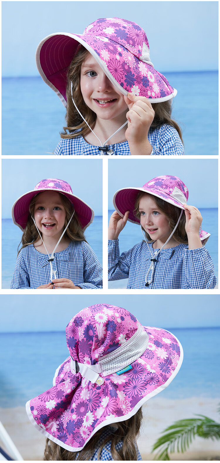 SUNDAY AFTERNOONS Kids Sun Protection Hat Baby Outdoor Beach Wide Brim Fish Tail Sunshade Hat Coral Pink M 14