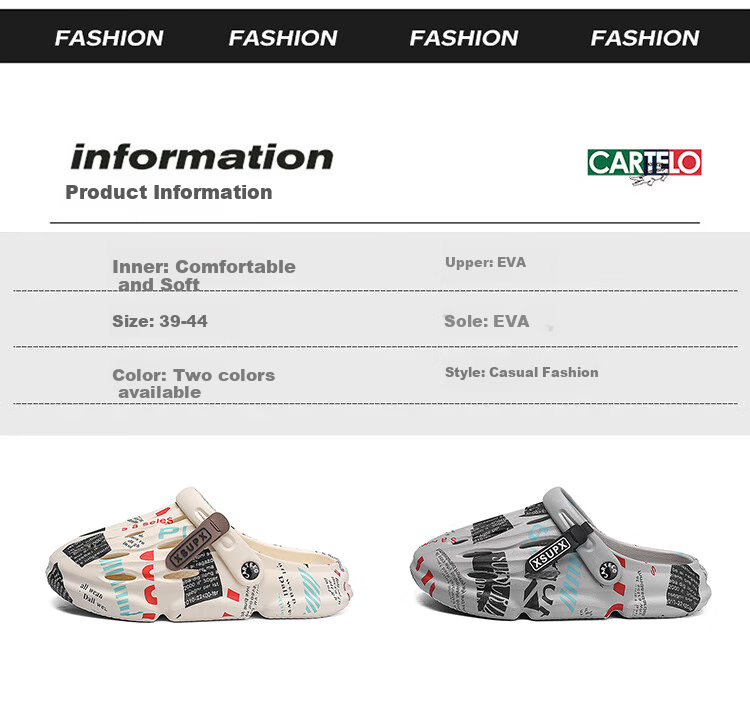 CARTELO Men's Sandals, Summer Breathable Hole Shoes, Comfortable Dual-Use Beach Shoes for Me 3