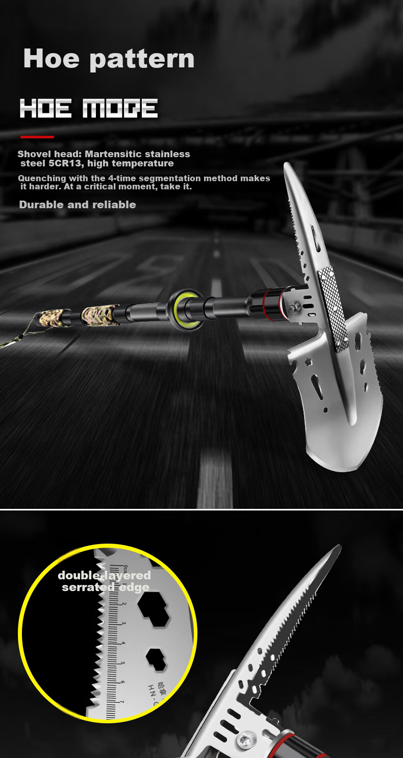 TRE-Hana HN-G33 Premium Military Shovel, Multifunctional Outdoor Camping Car Foldable Iron Spade, Chinese Large Shovel 6