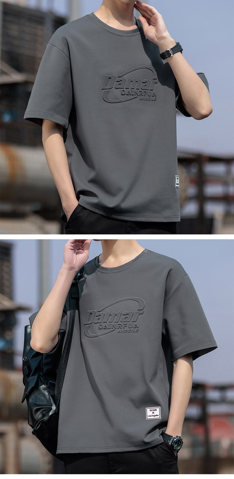 Touhaoqingnian Short Sleeve T-Shirt for Men, 7A Antibacterial Cooling Quick-Dry Plus Size Solid Color Loose Breathable Undershirt Top, Gray, M 7