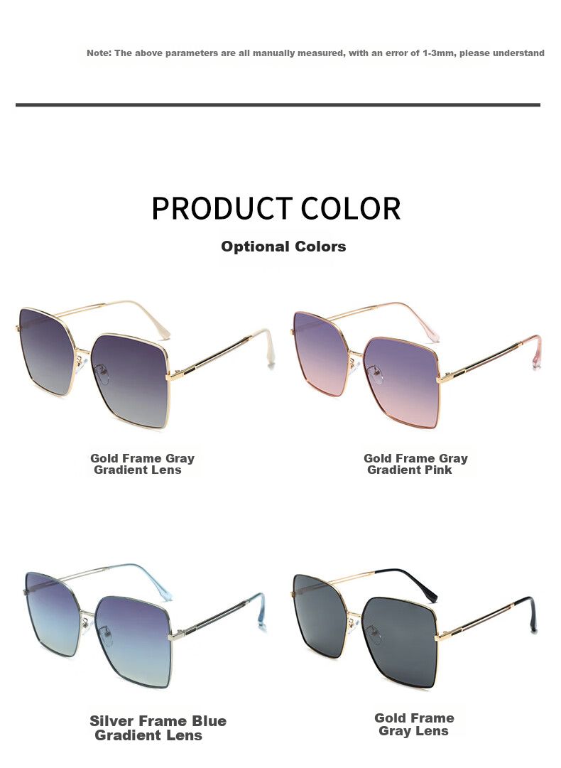 Mushe Fashion Women's Polarized Sunglasses UV400 Anti-Ultraviolet Street Photography Sunglasses Large Frame Korean Style Trendy Sun Protection Goggles 11