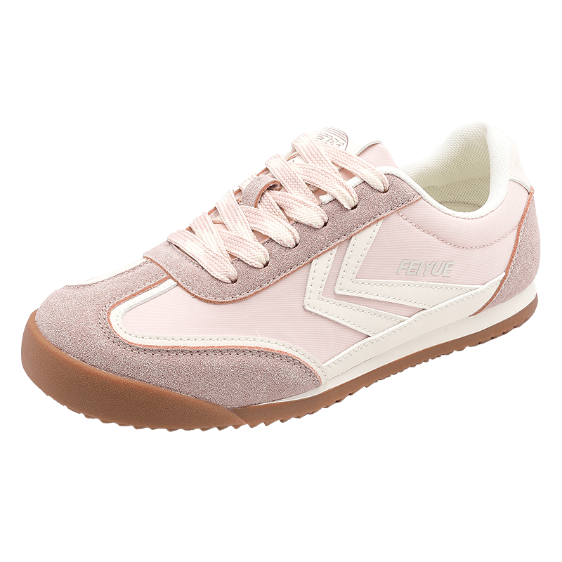Feiyue Official Women's Sneakers, New Spring 2026 Casual Versatile Breathable Shoes for Women, Pink And Beige, Size 35