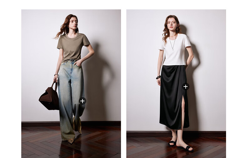 Chuyu Mulberry Silk T-Shirt for Women, 2025 New Style, Mandarin Collar Short Sleeve Simple Versatile Top, Ice Lake Blue, M 2