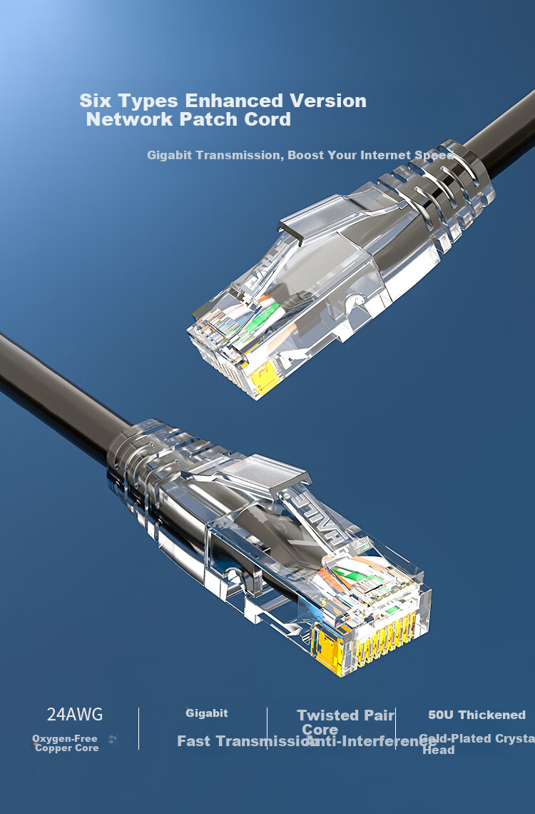 HAILE, Category 6 Pure Copper Network Cable, Gigabit High-Speed Broadband Cable, Category 6 Home Computer Router Monitoring Cable, 8-Core Twisted Pair Patch Cord 20 Meters, HT-513H 1
