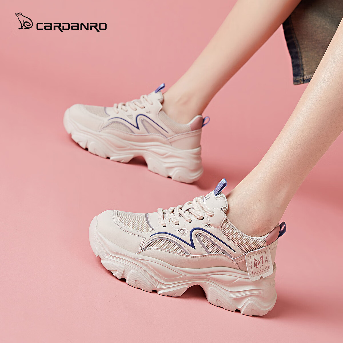 CARDANRO Chunky Dad Sneakers for Women, 2026 New Spring And Summer Style, Breathable Mesh, Height-Increasing, Casual White Sneakers, Versatile Sports Shoes