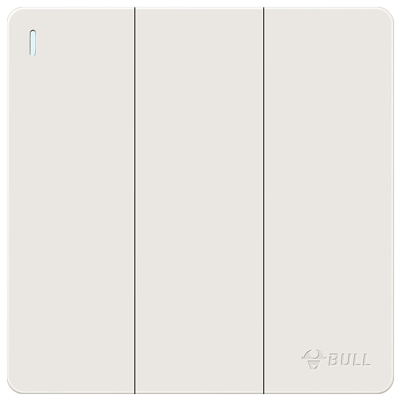 BULL Switch Socket G12 Skin-Feel Matte Cream Style Triple Control Switch Large Panel G12K312 Cashmere Coffee