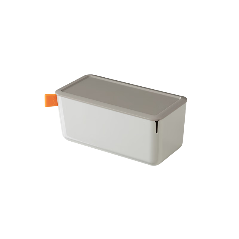Deli [Volume 1.1L] Small Desktop Storage Box with Lid, Dust-Proof, Pen Holder, Stationery Organizer, Cosmetic Mini Box, Small Item Storage Container, XDM10 Light Gray