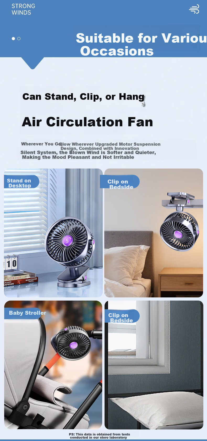 KOVOL [8-Inch Automatic Oscillating] Desktop Mini Fan Air Circulator Clip Fan for Dorm Students, Office Desk USB Cold Mini Fan Turbine Mini Electric Fa 7