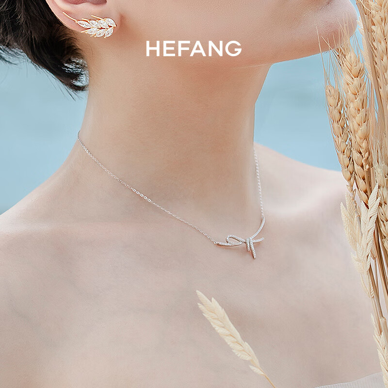 HEFANG Jewelry Silk Ribbon Knot Collarbone Chain Necklace Birthday Gift [520 Valentine's Day Gift] for Girlfriend