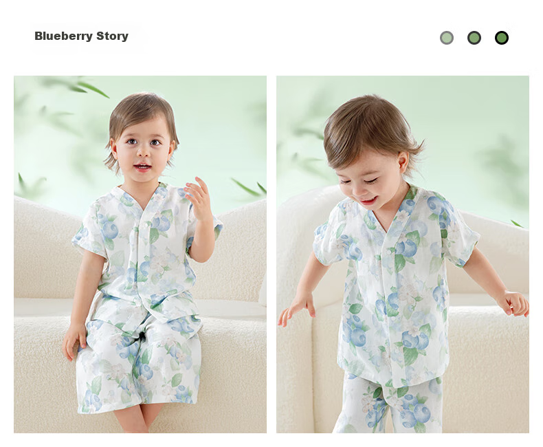 Beitaisi Children's Pajamas, Girls And Boys Summer Thin Breathable Home Wear Set, Baby Parent-Child Sleepwear Short Sleeve 23