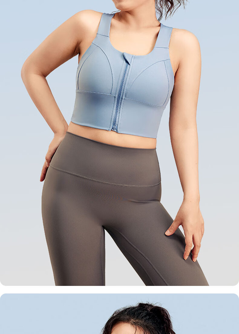 XUEXIMAN Plus Size High Impact Sports Bra for Women, Anti-Shock Running Fitness Front Zipper Yoga Tank Top 15