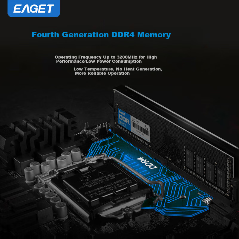 EAGET 16GB DDR4 3200MHz Desktop RAM Memory Module AI Computer Upgrade P40 Intel Compatible 3