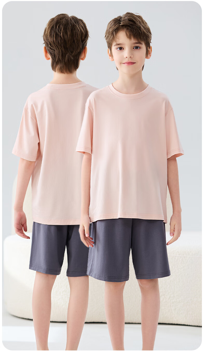 MiiOW Modal Children's Pajamas Loungewear for Boys And Girls Summer Sleepwear Pink Purple 150cm 11