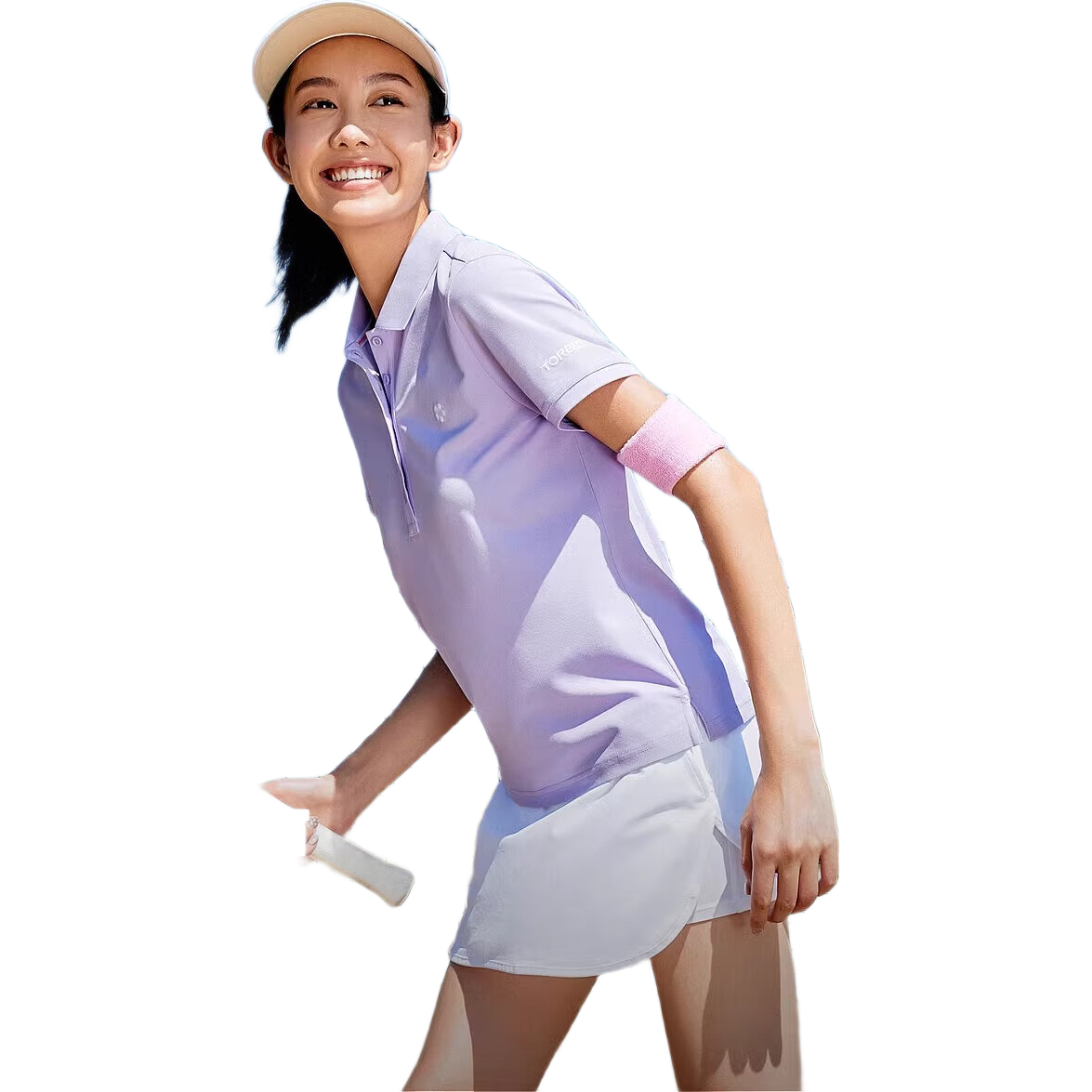TOREAD Boundless T-Shirt POLO Shirt Outdoor Sports Stand-Up Collar Quick-Dry Short Sleeve Breathable Couple's Half Sleeve, Light Pink Purple Women XL