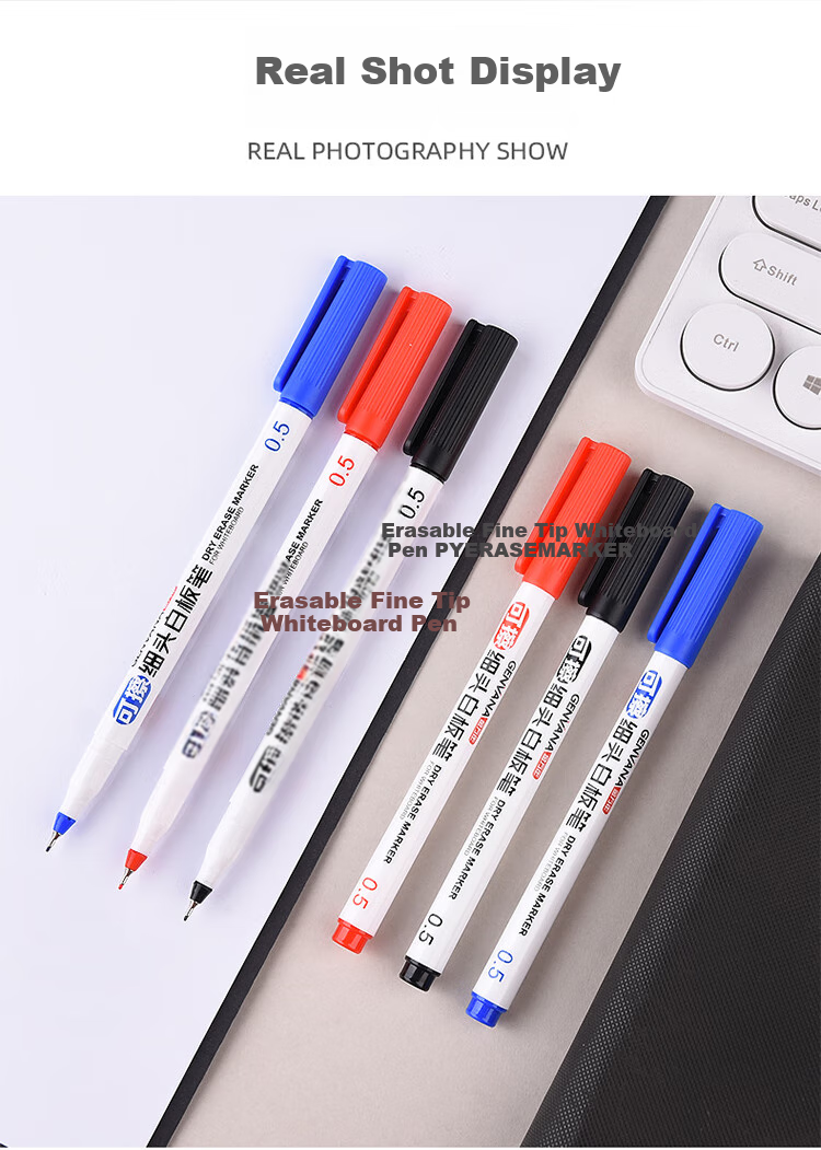 Genvana 0.5mm Ultra-Fine Blue Erasable Whiteboard Marker, Fine Tip for Office, Teaching, Meetings, Specialized Drafting G-0638 6