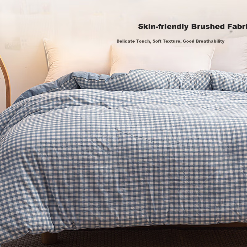 Huixun JD's Own Brand, Quilt Duvet Autumn Winter Thickened Single Bedding 150*200cm 5 Jin Blue Small Check Pattern