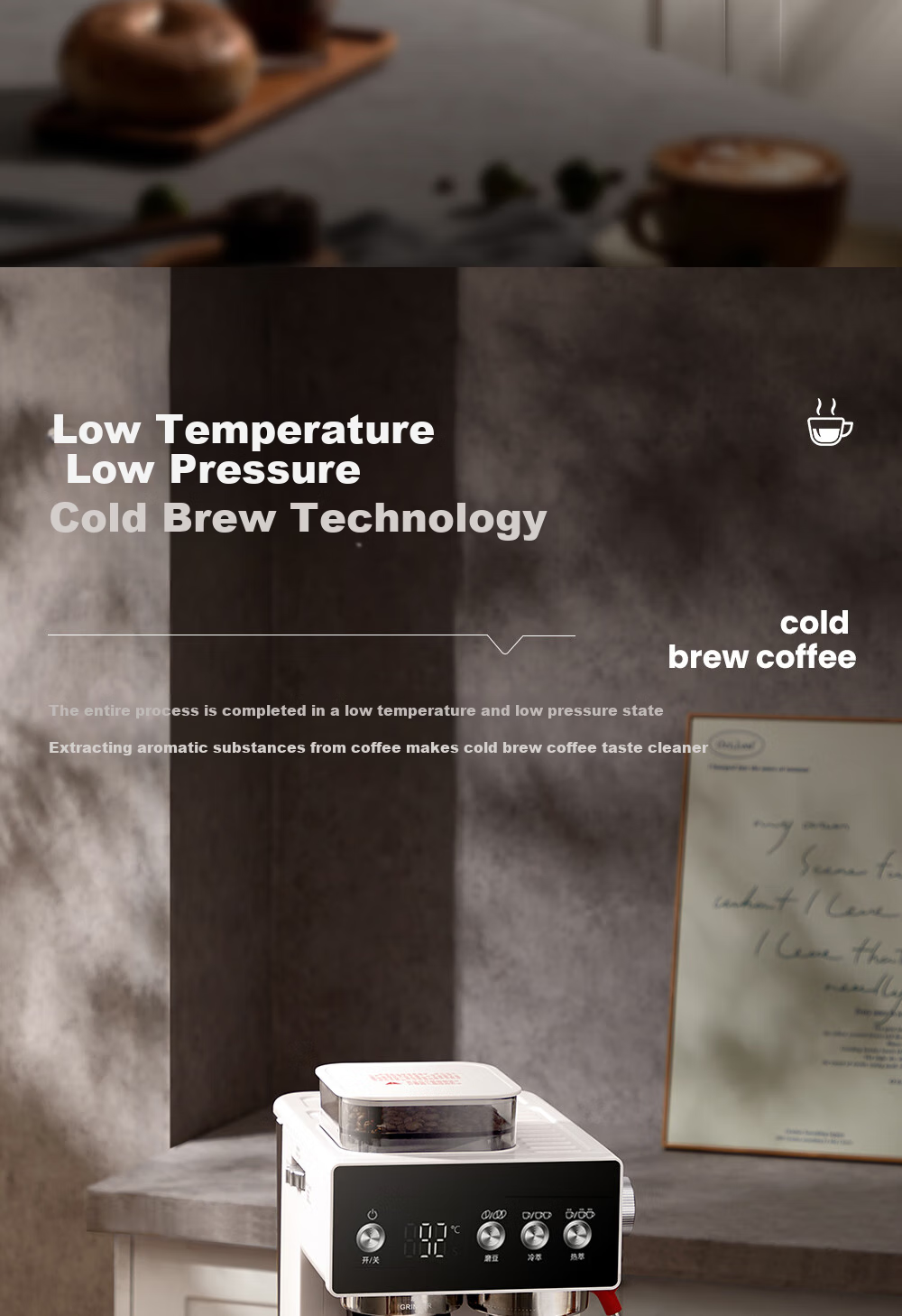 AEOMJK Aimo Ke Cold And Hot Dual Extraction Grinding All-In Semi-Automatic Coffee Machine, Xiaomofang Second Generation CM5540, Pengpai Steam Milk Frother Coffee Machine 4